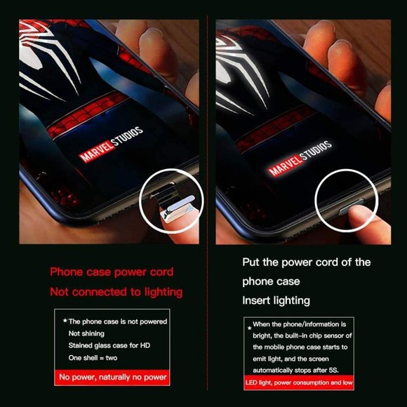 LED Smart Luminous iPhone 13 Series Tempered Glass Cases - Marvel Design - Picture 6 of 6